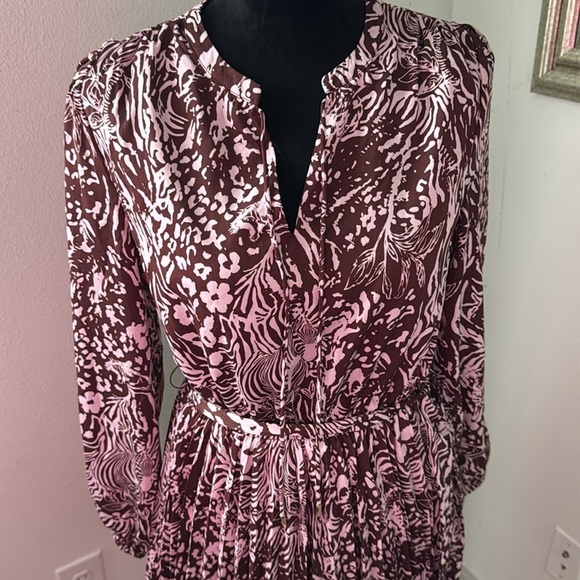 Skies are Blue zebra print tiered pleated dress Sz S - Picture 4 of 11